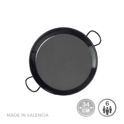 Poêle À Paella Traditionnelle En Acier Émaillé Ø34cm (6 Personnes). Vaello