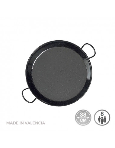 Poêle À Paella Traditionnelle En Acier Émaillé Ø38cm (8 Personnes). Vaello