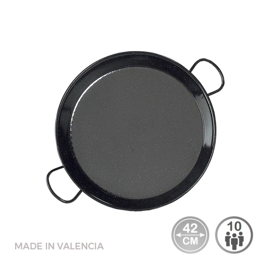 Poêle À Paella Traditionnelle En Acier Émaillé Ø42cm (10 Personnes). Vaello