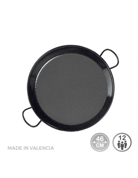 Poêle À Paella Traditionnelle En Acier Émaillé Ø46cm (12 Personnes). Vaello