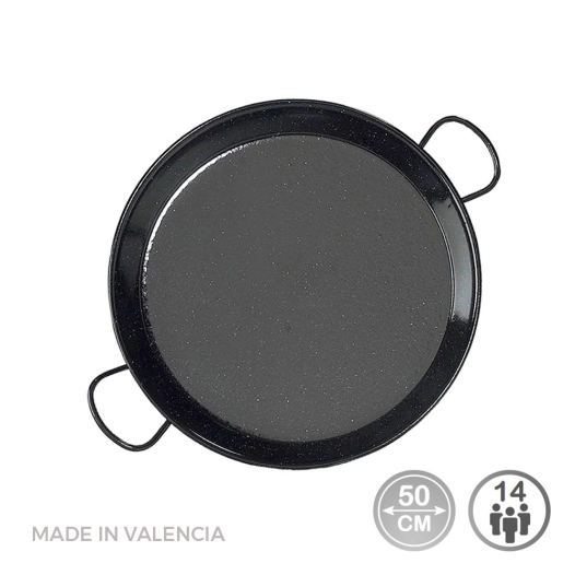 Poêle À Paella Traditionnelle En Acier Émaillé Ø50cm (14 Personnes). Vaello