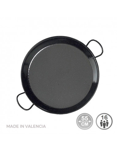 Poêle À Paella Traditionnelle En Acier Émaillé Ø55cm (16 Personnes). Vaello