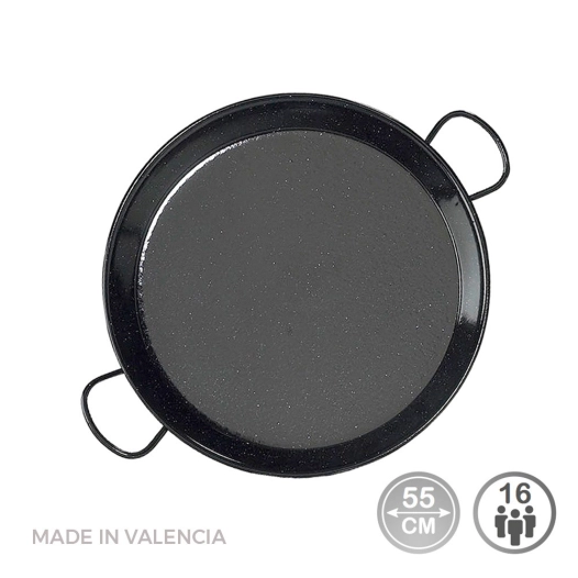 Poêle À Paella Traditionnelle En Acier Émaillé Ø55cm (16 Personnes). Vaello
