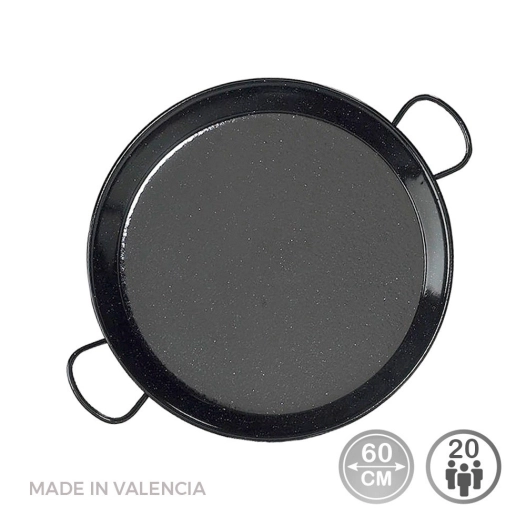 Poêle À Paella Traditionnelle En Acier Émaillé Ø60cm (20 Personnes). Vaello