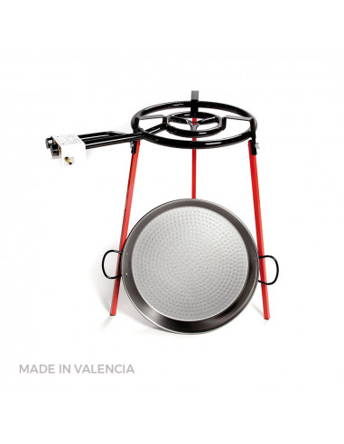 Kit Poele À Paella Polie 46cm Avec Trépied Et Bruleur Gaz 400mm Vaello