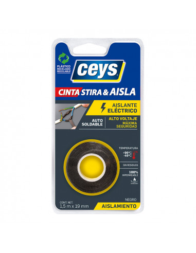Ceys Stira & Isolant Noir 1,5m X 19mm. 507801