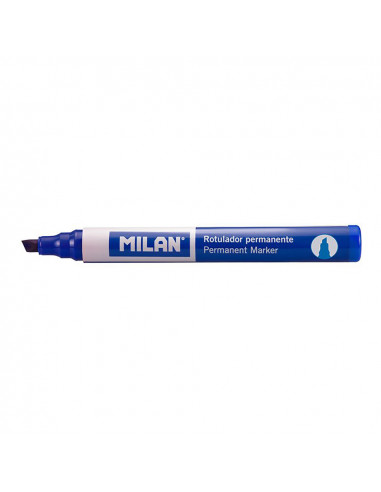 Boîte 12 Marqueurs Permanents Avec Point Biseau Bleu Milan