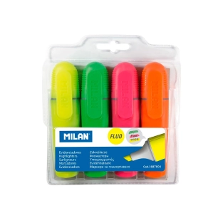 Pack De 4 Fluorescents Marqueurs Pointe Biselée Milan