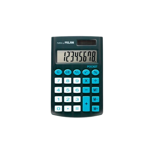 Blister Calculatrice Pocket Noire 8 Numeros Avec Housse Milan.