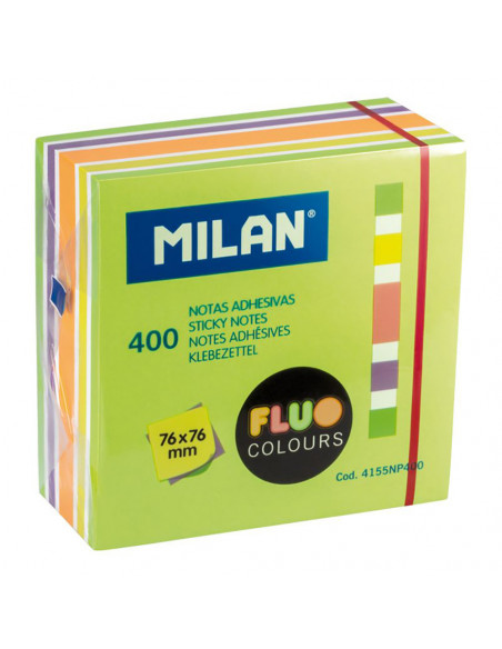 Bloc Notes Adhésifs Fluo Milan 400 Notes Adhésives Fluo 76x76mm - MILÁN
