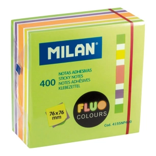 Bloc 400 Adhésif Notes Couleurs Fluo 76 X 76 Mm Milan