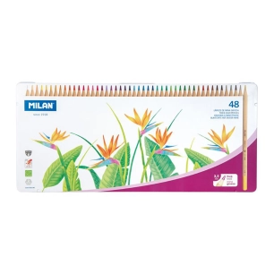 Boîte Métallique 48 Crayons De Couleur Mine Épaisseur Ø3,5mm Hexagonal Milan