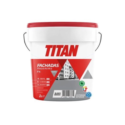 Peinture Acrylique Façades Mat F-4 Blanc 1l Titan 125670001