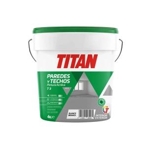 Peinture Acrylique Pour La Décoration Des Murs Et Des Plafonds T-3 Blanco.Matte 4l Titan 123000304