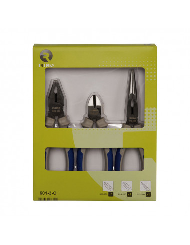 Jeu De 3 Pinces (UNIVERSELLE 180mm, Coupante 160mm, Demi-Ronde 200mm) 601-3-C Irimo