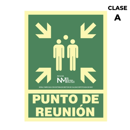 Panneau D'evacuation ''PUNTO De Reunion'' Classe A (PVC 1mm) 22.4x30cm