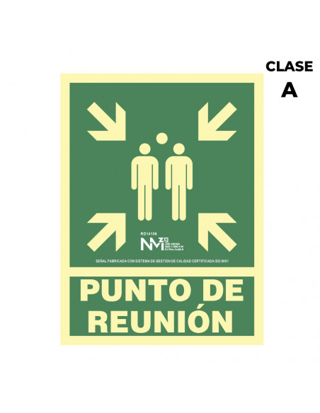 Panneau D'evacuation ''PUNTO De Reunion'' Classe A (PVC 1mm) 22.4x30cm