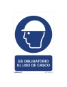 Panneau Utilisation Obligatoire ''ES Obligatorio El Uso De Casco'' (PVC 0.7mm) 30x40cm
