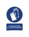 Panneau Utilisation Obligatoire ''ES Obligatorio El Uso De Guantes'' (PVC 0.7mm) 30x40cm