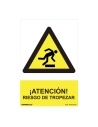 Panneau Danger ''ATTENTION Ne Pas Trebucher'' (ESPAGNOL - Pvc 0.7mm) 30x40cm
