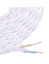 Câble Textile Tressé 2x0,75mm C-01 Aluminium Soie Blanc 5m