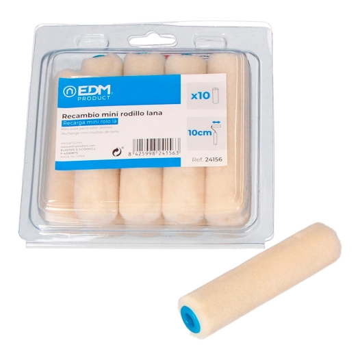 5 Recharge Mini Rouleau Laine 110mm 10 Unites Edm