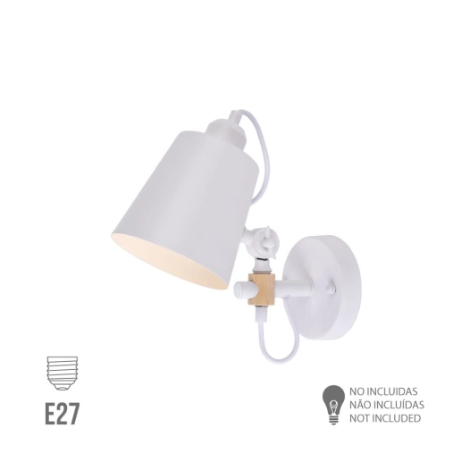 Applique Murale Métallique E27 60w Couleur Blanche 25x27cm Edm