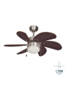 Ventilateur De Plafond Modèle Aral Wengue/Nickel Satiné Puissance: 50w Palmes: Ø76cm Edm