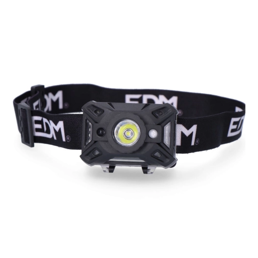 Tete De Lanterne. Frontale. Avec Capteur On/Off 1 Led Cob 5w 7 Types De Lumière 3xaaa (INCLUS) Edm