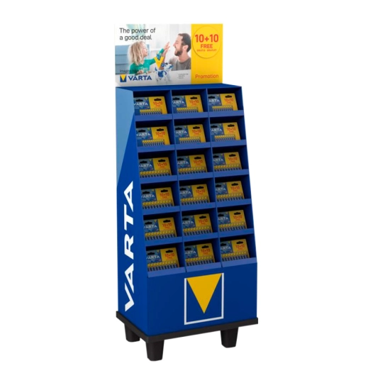 Présentoir Promotionnel 102 Blisters 10+10 Piles Varta Longlife Power