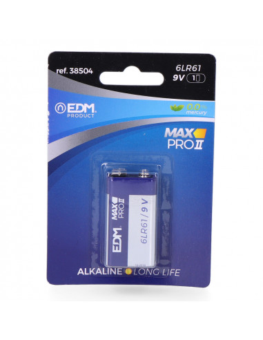 Pile 9V Alkaline EDM Longue durée, 9V, alcaline - EDM