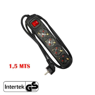 Multiprise 4 Prises Schuko + Interrupteur 1,5m 3x1,5mm Noire Edm