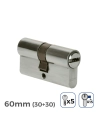 Cylindre De Porte À Nickel 60mm (30+30MM) Largeur De Came R15 Avec 3 Clés Inclus Edm