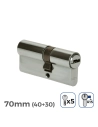 Cylindre De Porte À Nickel 70mm (40+30MM) Largeur De Came R15 Avec 3 Clés Inclus Edm