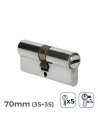 Cylindre De Porte À Nickel 70mm (35+35MM) Court Cam R13 Avec 5 Clés De Sécurité Inclus Edm