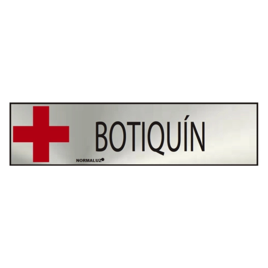 Panneau Informatif ''BOTIQUIN'' (INOX Adhesif 0.8mm) 5x20cm