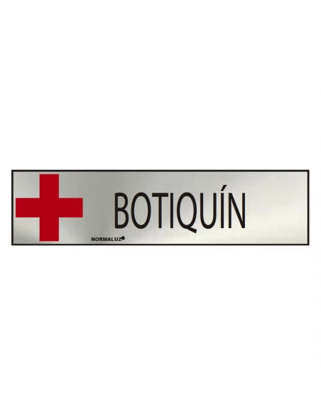 Panneau Informatif ''BOTIQUIN'' (INOX Adhesif 0.8mm) 5x20cm