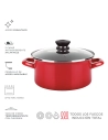 Casserole Optimax + Couvercle Rouge Acier Aisi 430 Fagor Ø24x13cm
