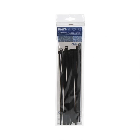 Collier De Serrage Noir 200x4,8mm Sous Emballage (SACHET 25 U.) Edm Nylon De Haute Qualité
