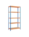 Etagère légère sans vis MADERCLICK 5/400 BLEU/ORANG/BOIS BLEU/ORANGE/BOIS 1800x900x400 - SIMONRACK