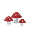 Pack De 3 Figurines Champignon Acrylique Exterieur 25cm/20cm/18cm