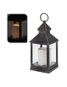 Lanterne À Bougie Led Bronze Noir 10.5x10.5x23cm Poids 350g 3 Piles Aaa Non Incluses