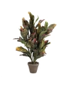 Croton Artificiel Vert En Pot Gris