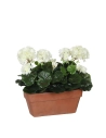 Geranium Pvc Blanc Avec Pot Pour Balcon 29x13x40cm