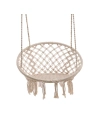 Balançoire En Coton Modèle Bali À Franges Ø82x123cm Couleur Crème