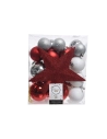 Boite De 33 Accessoires Pour Arbre Argenté, Rouge Et Blanc Mat.
