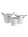 Seau En Zinc Avec Anse En Corde Set 3 Unit Ø20x17cm Ø17x15cm Ø15x13cm.