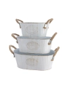 Seau Zinc Ovale Avec Anse En Corde Set De 3pcs