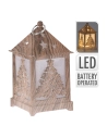 Lanterne Led Taillée En Bois 6,5x6,5x12cm