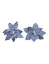 Fleur De Pâques En Polyester Bleu Effet Glacé Ø34x6cm 2 Modèles Assortis